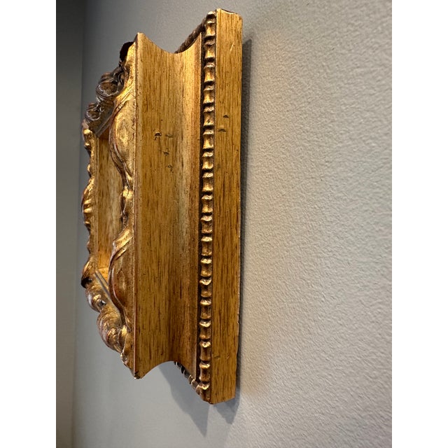 Late 20th Century Vintage Italian Petite Gold Leaf Over Wood Mirror For Sale - Image 5 of 14