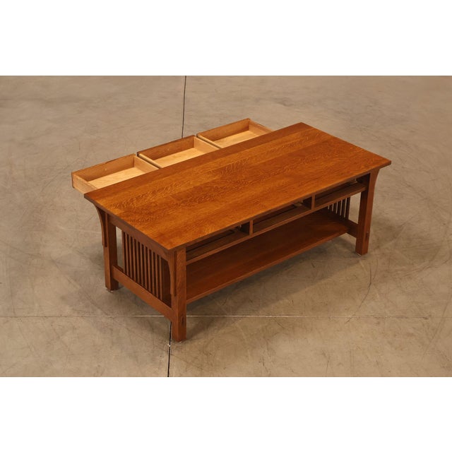 Stickley Stickley Mission Collection Oak Coffee Table With Drawers For Sale - Image 4 of 18