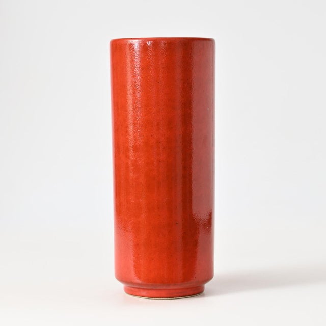 Mid-Century Modern German Orange Ceramic Vase, 1970s For Sale - Image 3 of 10