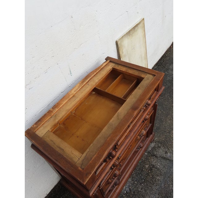 Victorian Eastlake Late 1800s Carved Marble Top Small Dresser Chest 6399 For Sale - Image 17 of 18