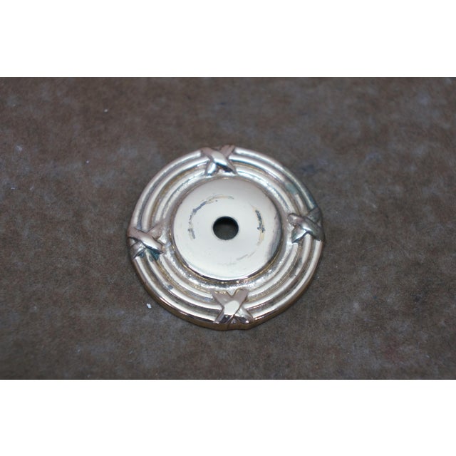 9 Vintage Brass Neoclassical Ribbon & Reed Floral Medallion Drawer Pull For Sale - Image 11 of 13