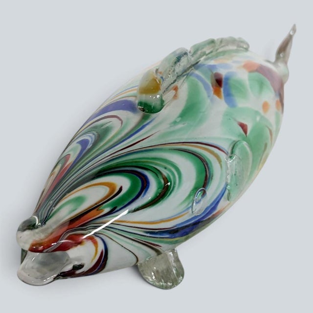 Large Mid-Century Modern Murano Hand-Blown Art Glass Fish Sculpture For Sale - Image 4 of 9
