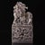 Metal 1960s Large Chinese Dragon Seal Sculpture - Antiqued Metal Desk Statue With Green Stone Inlay For Sale - Image 7 of 9