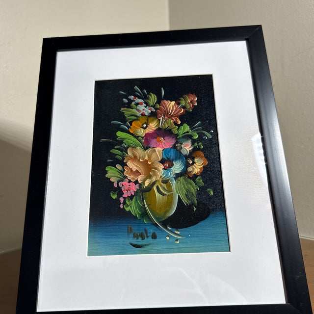 Abstract Vintage Floral Still Life Painting Framed For Sale - Image 3 of 7