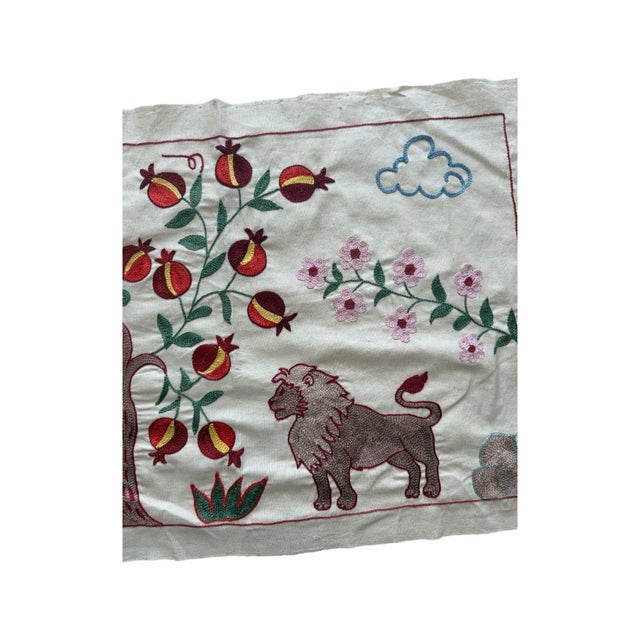 Lion Suzani Wall Hanging, Pomegranate Tree For Sale In New York - Image 6 of 6
