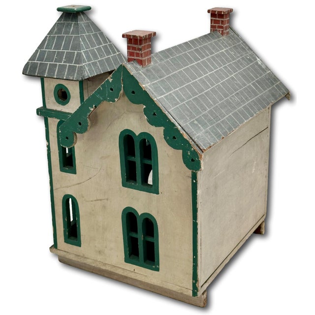 Nice Antique American Hand Made & Painted Wood Folk Art Victorian Style Birdhouse - 18 Inches Tall - Circa Early 1900s For Sale - Image 13 of 18
