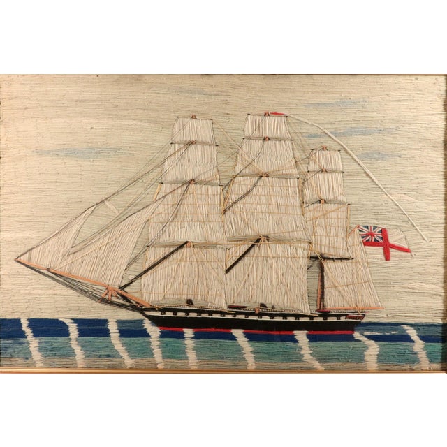 Victorian British Woolwork: Sails of the Empire, a Full-Rigged Royal Navy Woolie For Sale - Image 3 of 12