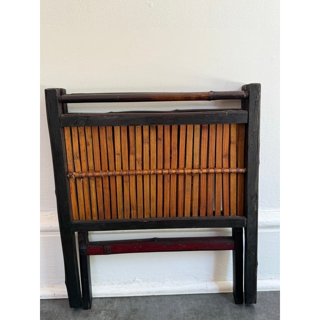 Contemporary Late 20th Century Asian Bamboo Folding Magazine Rack For Sale - Image 3 of 9