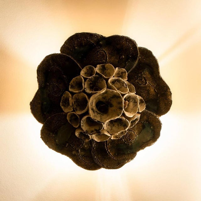 Vintage Danish Floral Ceramic Wall Light, 1970 For Sale - Image 4 of 18