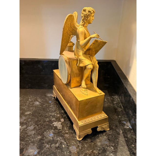 Early 19th Century French Empire Gilt Bronze Astronomy Mantel Clock, Circa 1820 For Sale - Image 4 of 9