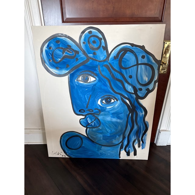 1970s Original Abstract Painting by Peter Keil (born 1942) . This large scale piece was executed on canvas and depicts a...