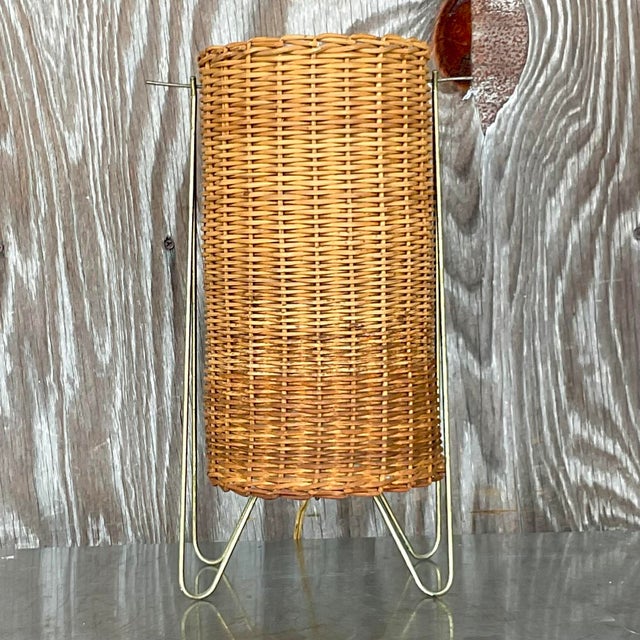 Paul Mayen Vintage 1951 Moma Coastal Paul Mayen Woven Rattan Lamp For Sale - Image 4 of 6