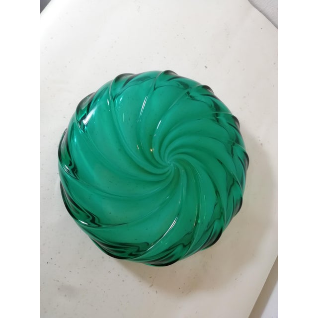 Beautiful glass bowl made by Venini Murano. Beautiful emerald green color. Entirely handcrafted glass. Signed Venini...
