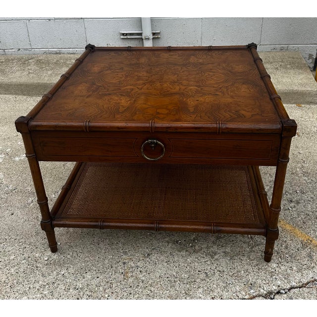 Drexel MCM Drexel Heritage Grand Tour Bamboo-Motif Side Table For Sale - Image 4 of 12