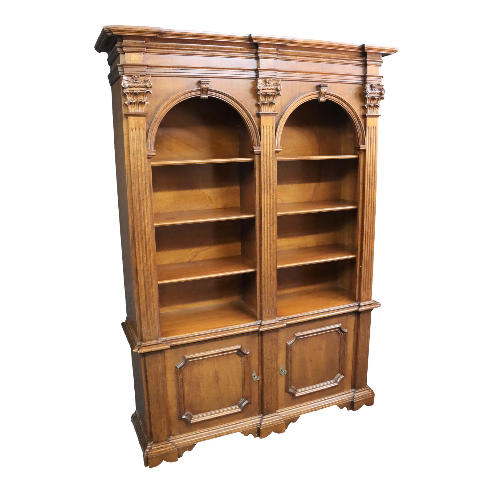 Italian Carved Walnut Arched Bookcase Chairish