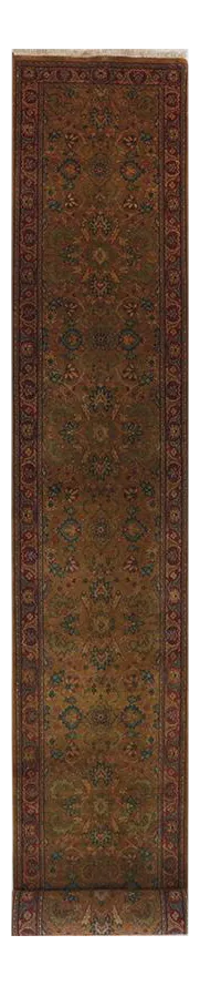 Handwoven Vegetable-Dyed Indian Agra Rug 2'7"×18'7"