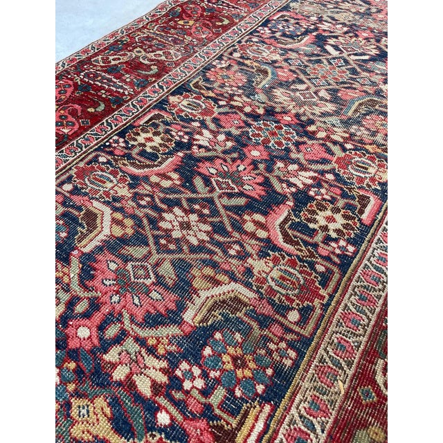 Persian Antique Halvai Bidjar Runner Boteh Border with Lime Greens Rug 3.6 x 17.7 For Sale - Image 3 of 13
