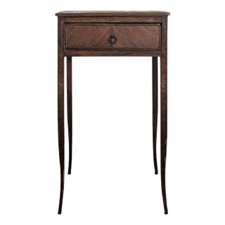 Louis XV Style Marquetry Bedside Table with Drawer and Cabriole Legs For Sale