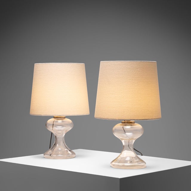 Ingo Maurer Ml1 Sculptural Table Lamp in Glass with Rubelli Shade by Ingo Maurer, 1970s, Set of 2 For Sale - Image 4 of 8