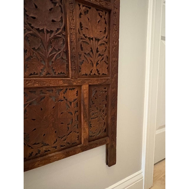 Hand-Carved Indian Teak Jali Architectural Screen Panel For Sale - Image 4 of 11