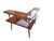 Brown Vintage Mid-Century Modern Architectural Two-Tier Floating Shelf Occasional Table With Walnut Finish & Brass Ferrules For Sale - Image 8 of 9