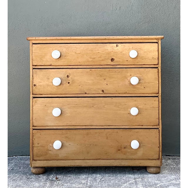English Vintage Primitive Pine Chest of Drawers For Sale - Image 3 of 12