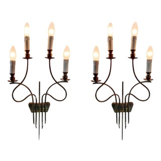 Mid-Century Brass Wall Sconces attributed to Guglielmo Ulrich, Italy, 1940s, Set of 2 For Sale