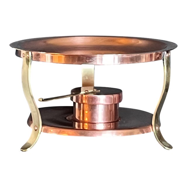 Early 20th Century Bazar Français 666 Copper & Brass Rechaud Chafing Set For Sale