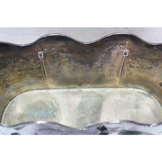 Antique French Silver Plate Divided 3 Bottle Champagne Wine Cooler Bucket For Sale - Image 11 of 16