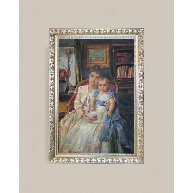 Charming vintage oil painting inspired by traditional European interior scenes from the 19th–early 20th century. It...