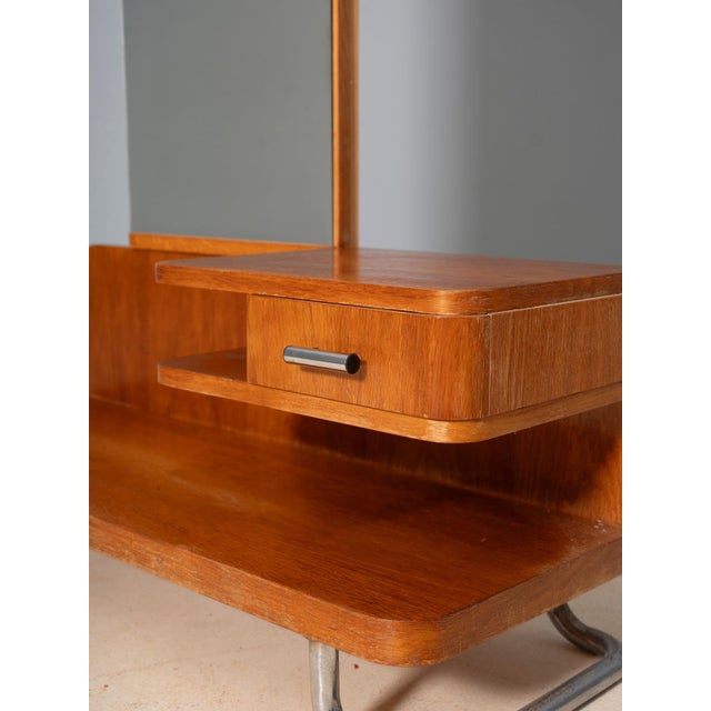Mid-Century Modern Functionalist Hall Stand with Mirror, Czechoslovakia, 1930s For Sale - Image 3 of 7