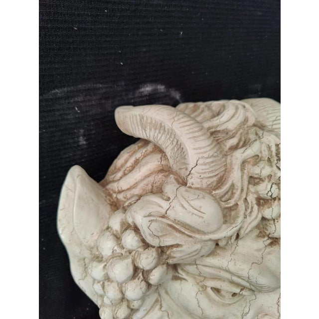Stone Fountain Mask with Face of Faun with Grapes in Asiago White Marble, Venice For Sale - Image 7 of 12