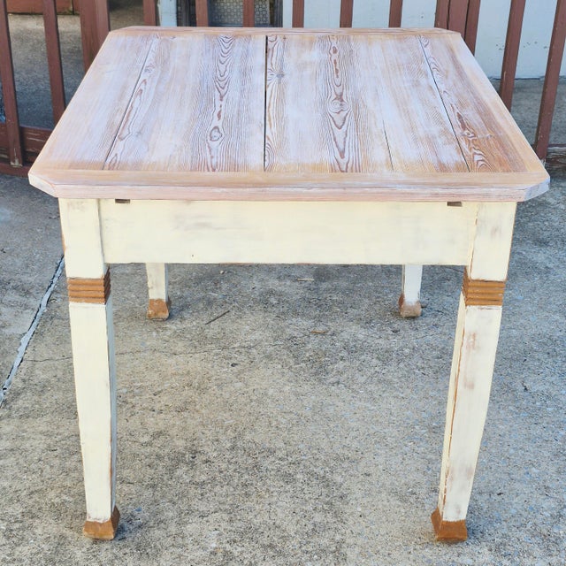 Wood Circa Late 19th Century Gustavian Swedish Style Pine Dining Table Desk W/ Reeded Dummy Drawer For Sale - Image 7 of 11