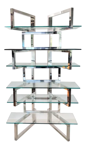 1970's Mid Century Modern Italian Chrome Expanding Etagere