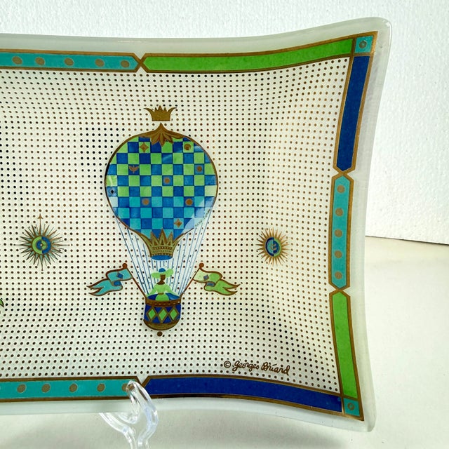 Blue Briard Fancy Free Montgolfier Balloon Opal Glass Platter For Sale - Image 8 of 12