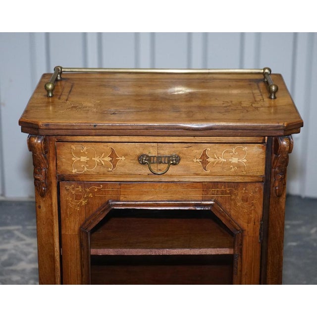 Victorian Pier Glazed Inlaid Walnut Marquetry Music Cabinet, 19th Century For Sale - Image 15 of 18