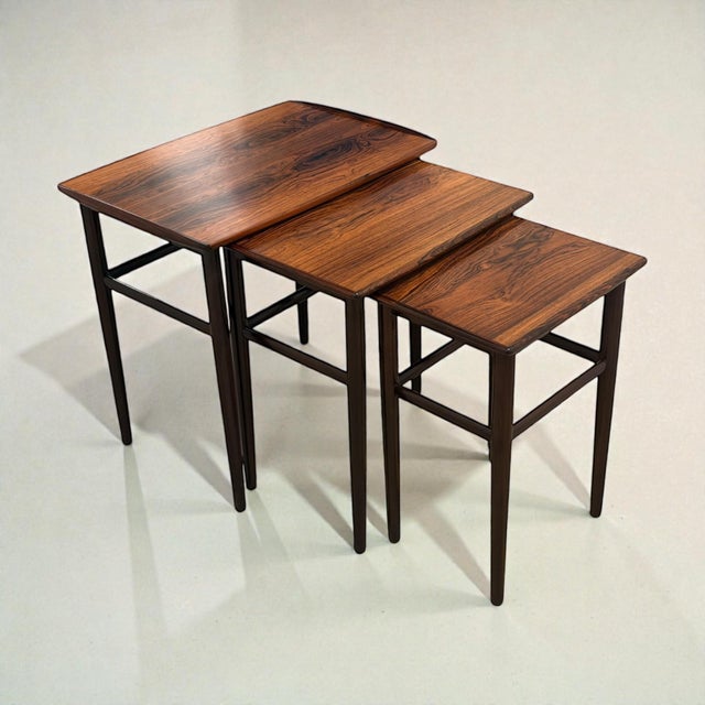 Rosewood Nesting Tables from Edmund Jørgensen, Nakskov, Denmark, 1960s, Set of 3 For Sale - Image 9 of 17
