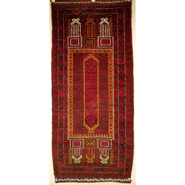 Vintage Baluch Prayer Rug, Hand-Knotted Wool, Mid-20th Century For Sale - Image 4 of 7