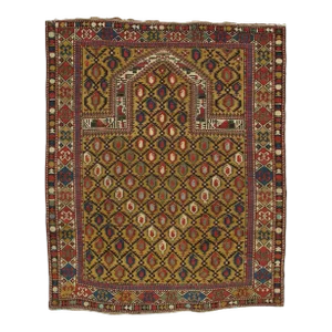 Gold Ground Antique Marasali Shirvan Prayer Rug, Hand-Knotted, Wool Oriental Rug