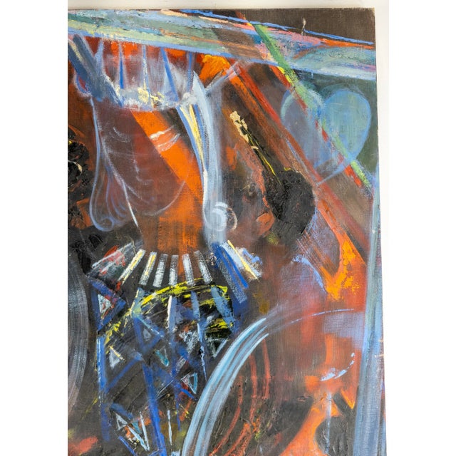 Mid-Century Modern 1960's Mid-Century Modern American Abstract Oil Painting, Signed For Sale - Image 3 of 12