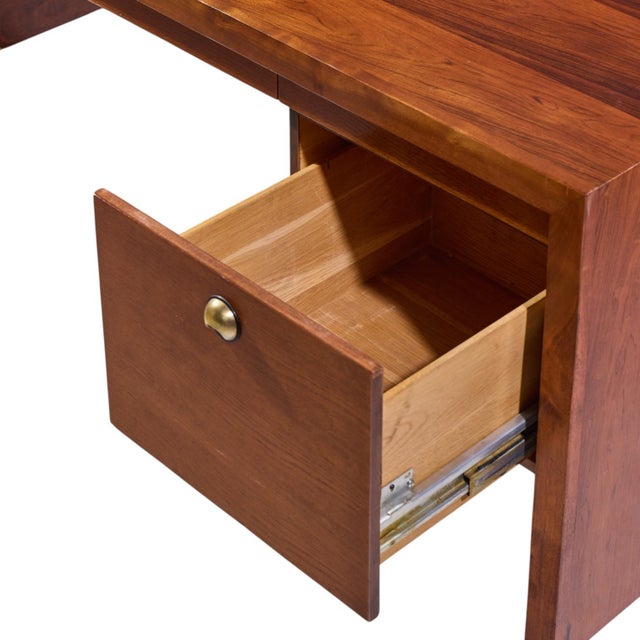 Brown Edward Wormley for Dunbar Mid Century Rosewood and Brass Executive Desk For Sale - Image 8 of 10