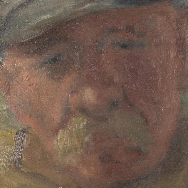 Impressionist Sketch of Elderly Man with Cap, 1920s-1940s, Oil on Board, in Good conditions. Designed 1920 to 1949