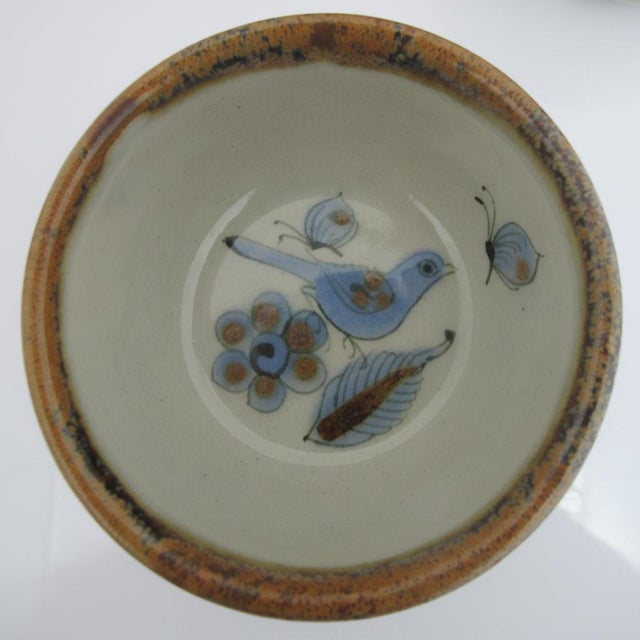 Blue El Palomar Blue Bird Tonala Mexico Ken Edwards Stoneware Pottery Small Bowl Set For Sale - Image 8 of 13