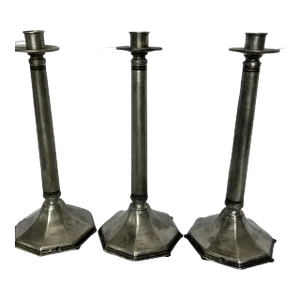 1990s Italian Pewter Candle Holders - Set of 3