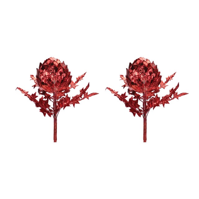 Rustic Metallic Artichoke Stem (Set of 2) For Sale - Image 3 of 3