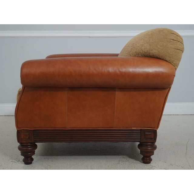 Traditional Pair of Hickory White Leather and Fabric Club Chairs For Sale - Image 3 of 18