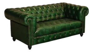 Chesterfield Style Green Leather Sofa