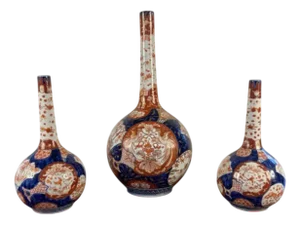 Antique Japanese Imari Shaped Vases, 1900, Set of 3