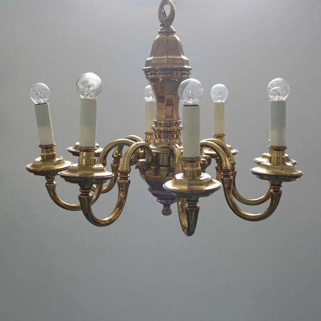 Gold and Metal 8-Light Chandelier, 1970s For Sale - Image 12 of 13