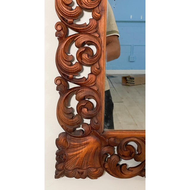 Brown French Baroque Framed Mirror With Carved Foliate Frame (H 35 X W 25 1/2) For Sale - Image 8 of 9
